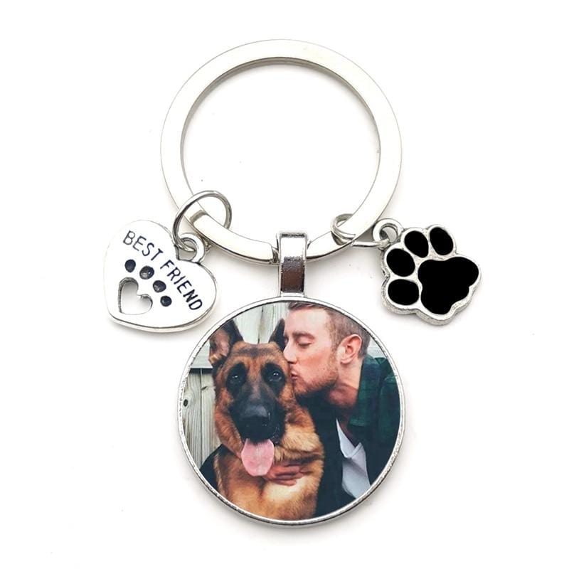 ZBOZWEI Official Store Personalized Dog Photo Keychain Black