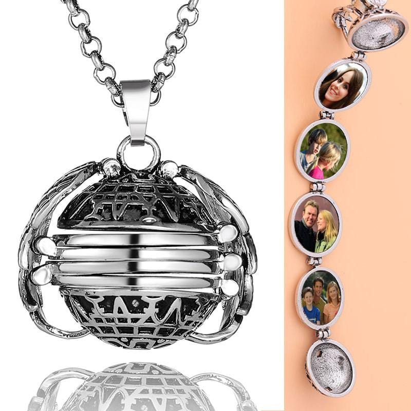 Angel Wing Expanding 4 Photo Round Pendant Locket Keychain Or Necklace