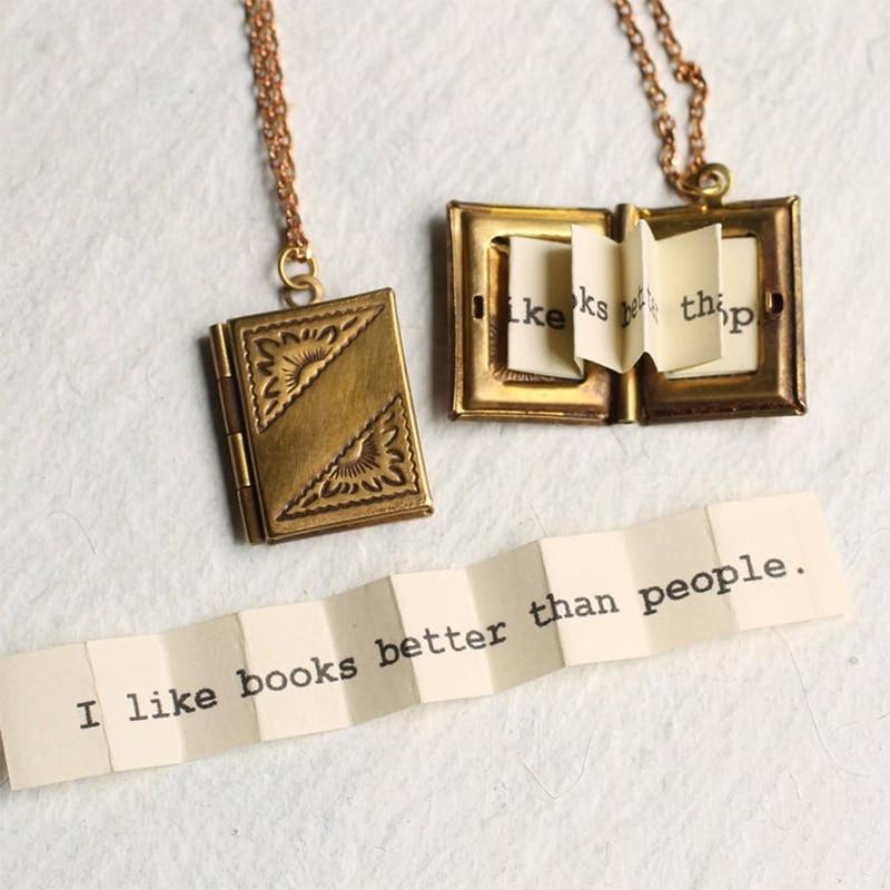 Victorian Book Locket Necklace for Photos and Secret Message