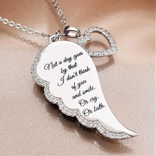 Angel Wing with Heart Pendant Necklace
