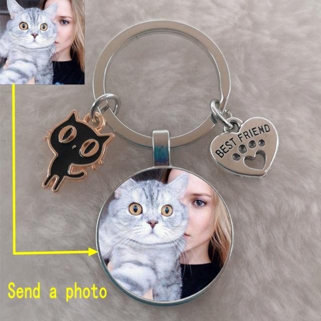 Personalized Cat Photo Keychain