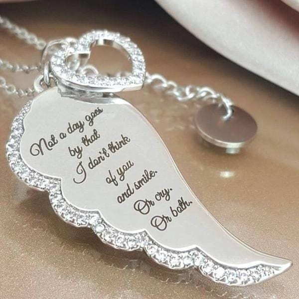 Angel Wing with Heart Pendant Necklace